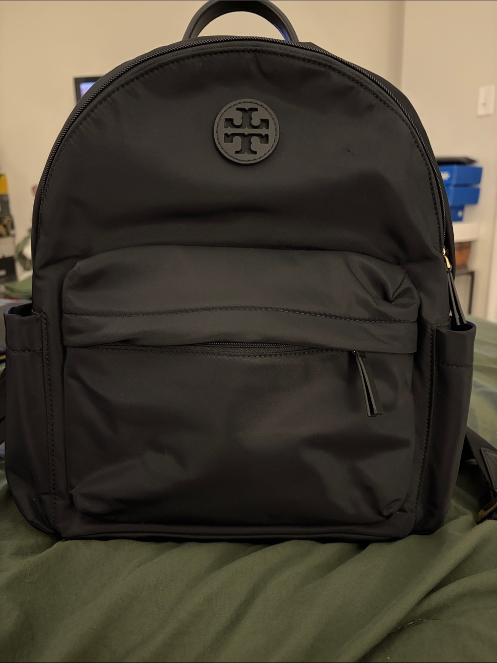 Tory Burch Black Nylon Logo Backpack